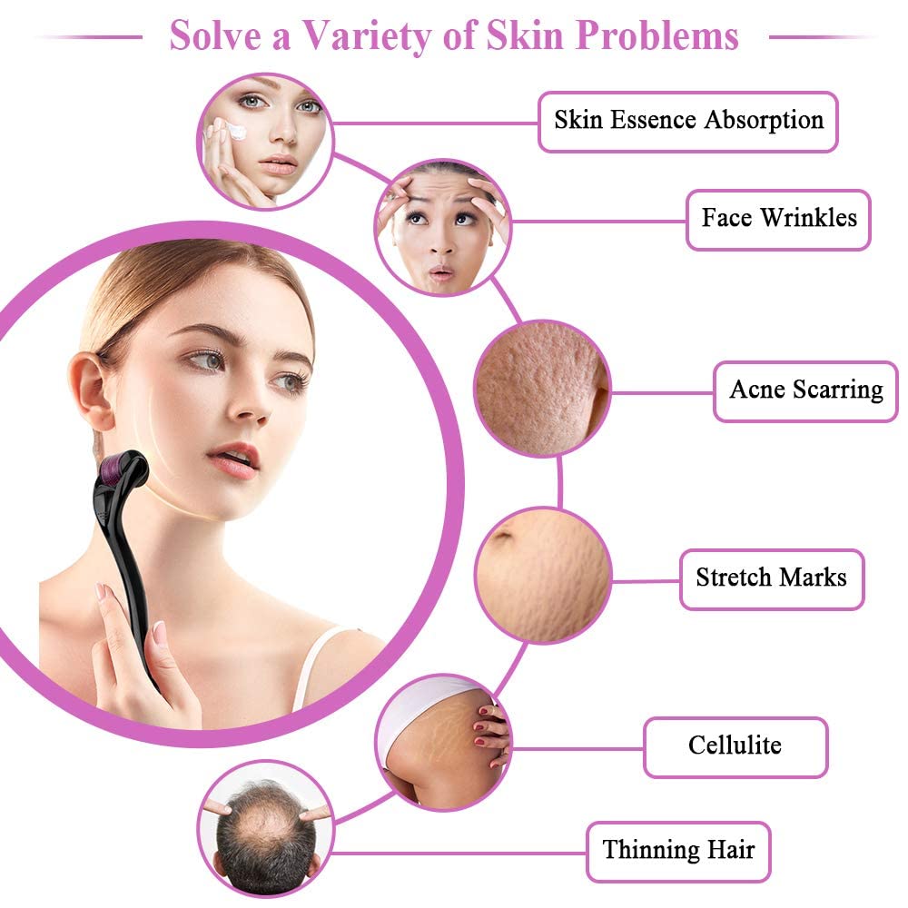 Derma Roller 1.5mm for Face Body Skin Care Microneedle 540 Derma rolling Beard Hair Regrowth Stainless Steel Needle for Wrinkle Stretch Marks Scar Cellulite Women Men