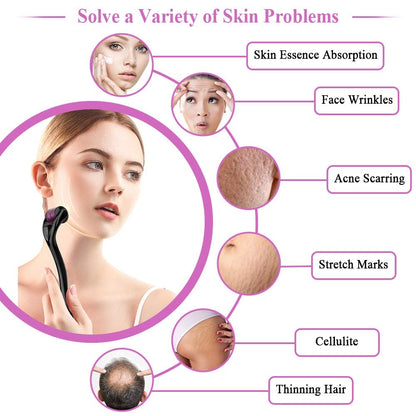 Derma Roller 1.5mm for Face Body Skin Care Microneedle 540 Derma rolling Beard Hair Regrowth Stainless Steel Needle for Wrinkle Stretch Marks Scar Cellulite Women Men