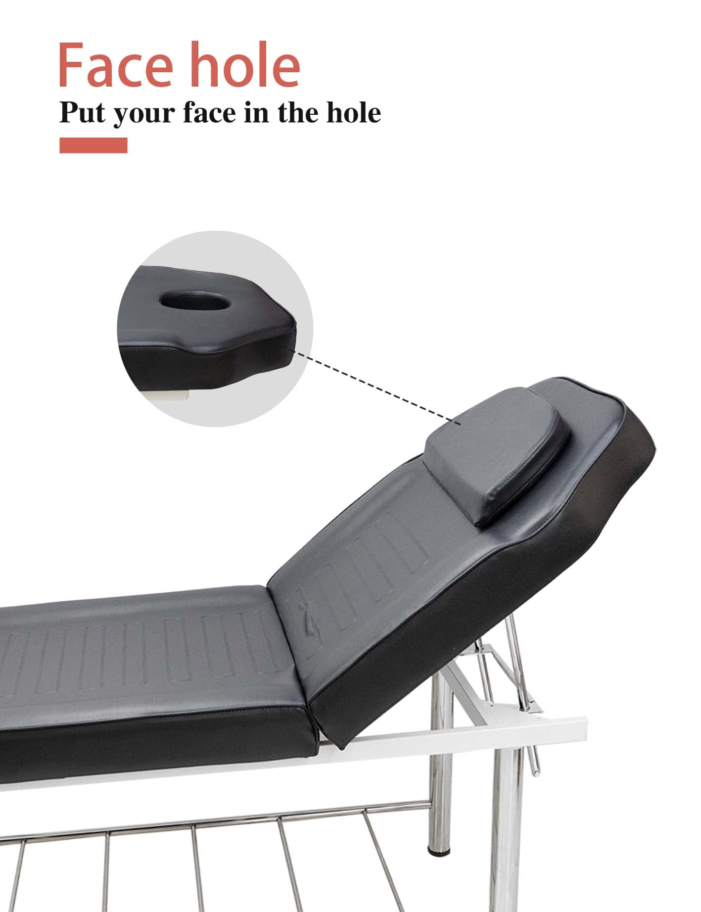 Massage Table Stationary Massage Bed Lash Spa Bed, Heavy Duty Massage Table Bed Physical Therapy Bed with Memory Foam Layer Salon Bed (Black)