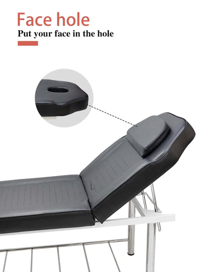 Massage Table Stationary Massage Bed Lash Spa Bed, Heavy Duty Massage Table Bed Physical Therapy Bed with Memory Foam Layer Salon Bed (Black)
