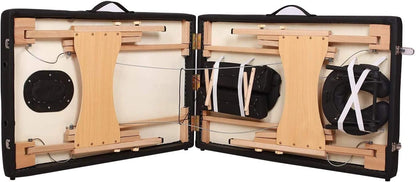 2 Folding Massage Tables with Carry Cases & Rolling Stool – Portable Spa & Therapy Set, Black
