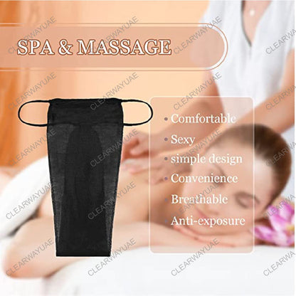 Disposable T- Panties for Women Spa |50 Pcs | T-Thong Underwear Tanning Wraps | Individually Wrapped | Black |HILAZ SAFETY-CLEARWAY