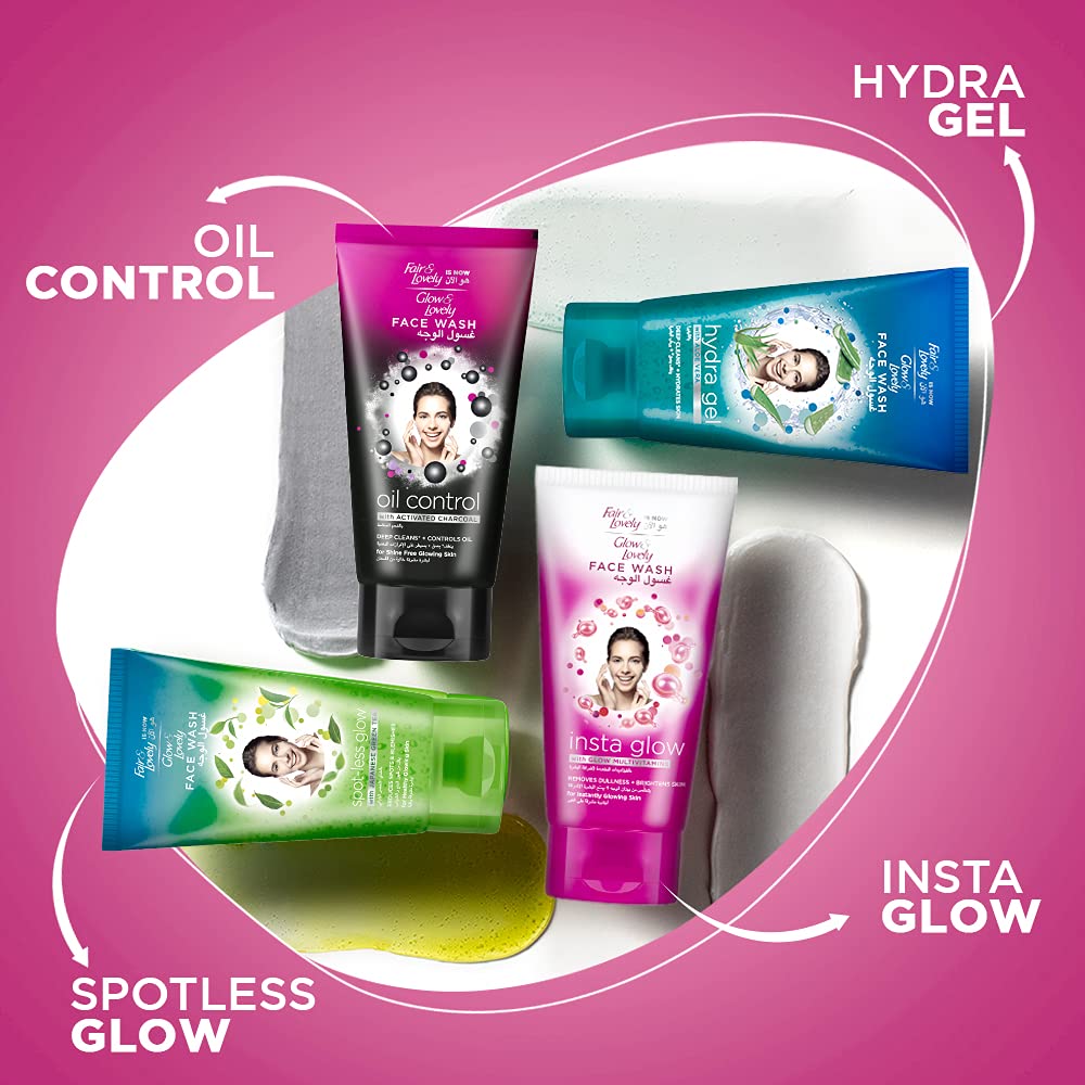 غسول الوجه بفيتامينات متعددة لاشراقة البشرة من جلو اند لوفلي، 150 مل GLOW & LOVELY Formerly Fair & Lovely Face Wash with Glow Multivitamins, Instaglow to remove dullness & brighten the skin, 150ml