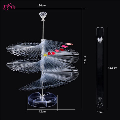 120 Grid Nail Art Display Stand Fan-shaped False Nail Color Card Nail Art Practice Stand Color Card Fake Nail Color Showing Tool