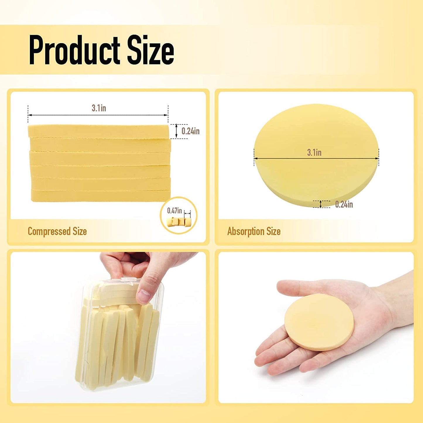 12-Piece Compressed Facial Sponges - Round Makeup Sponges