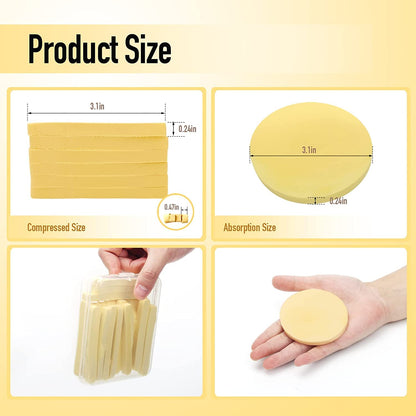12-Piece Compressed Facial Sponges - Round Makeup Sponges