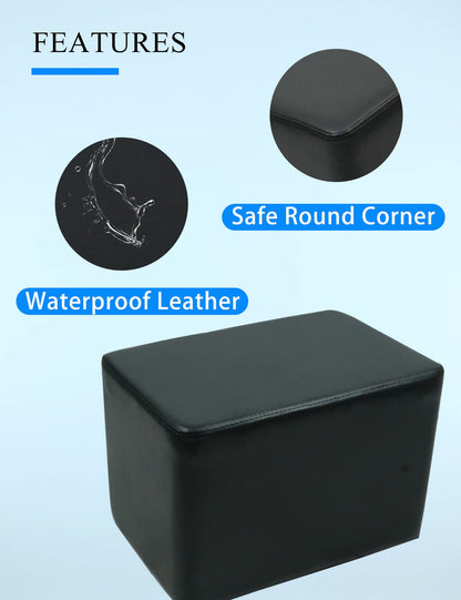 Waterproof Leather Ottoman: Stylish and Functional Foot Rest for Manicure Stores, Spas, Salons, and Barbershops (Black1)