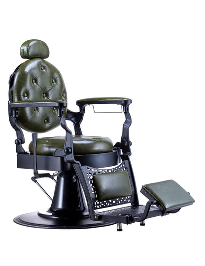 Professional  Barber Chair Heavy Duty Metal Frame, Large Pump Hydraulic, Swivel & Reclining Chair, Men's Hair Styling, Hair Cutting Salon Chair (Green-black)