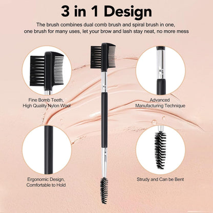 3pics Double Ended Makeup Eyebrow Brush