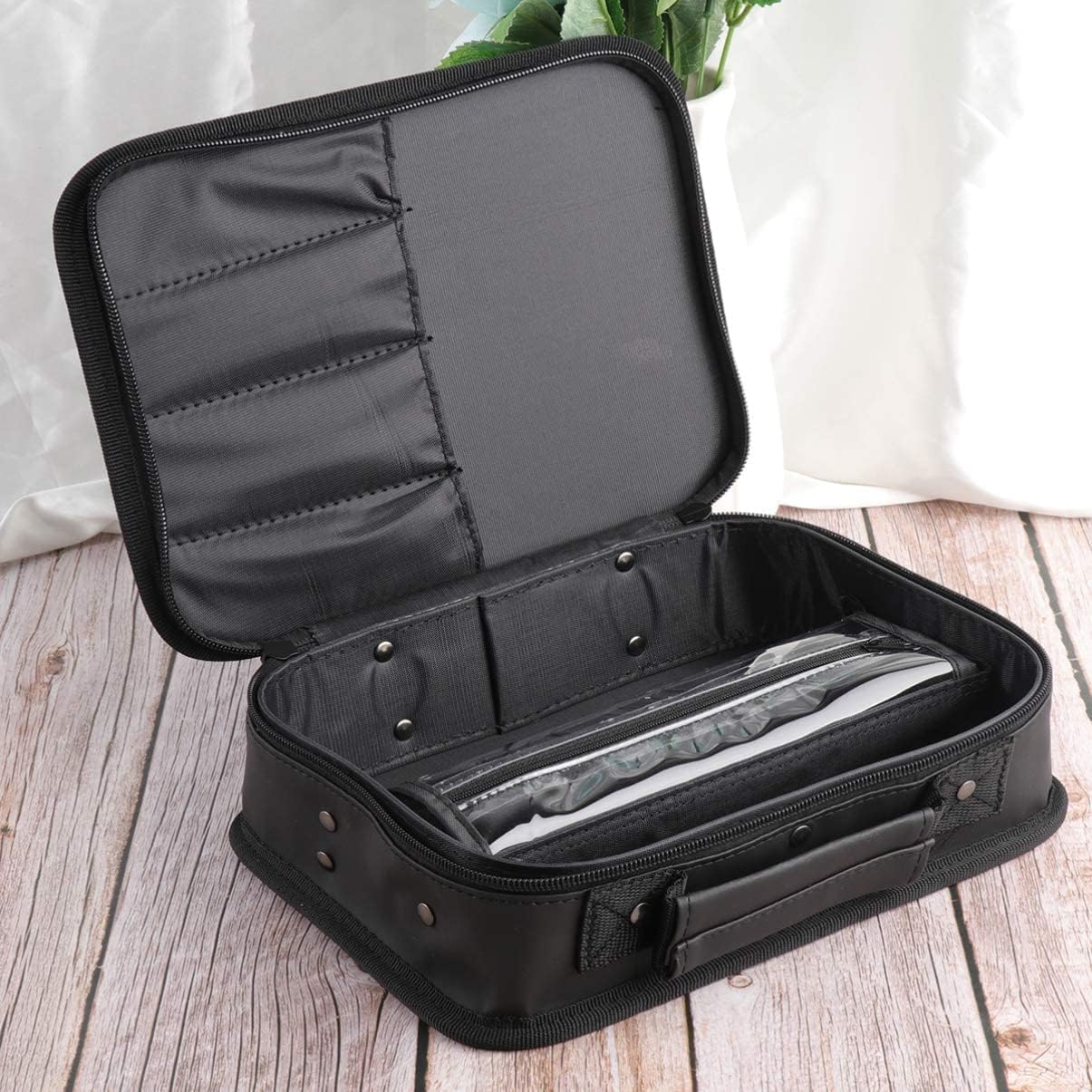 Premium Quality Travel Toiletry Bag for Women and Men, Water- Foldable Storage Bags with Divider and Handle for Cosmetics Toiletries Brushes Tools (Black)