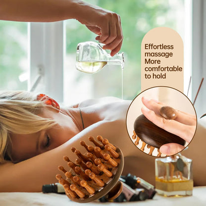 Premium Wooden Scalp Massage Brush, Shampoo Brush for Wet and Dry Hair, Reduces Dandruff and Stimulates Hair Growth