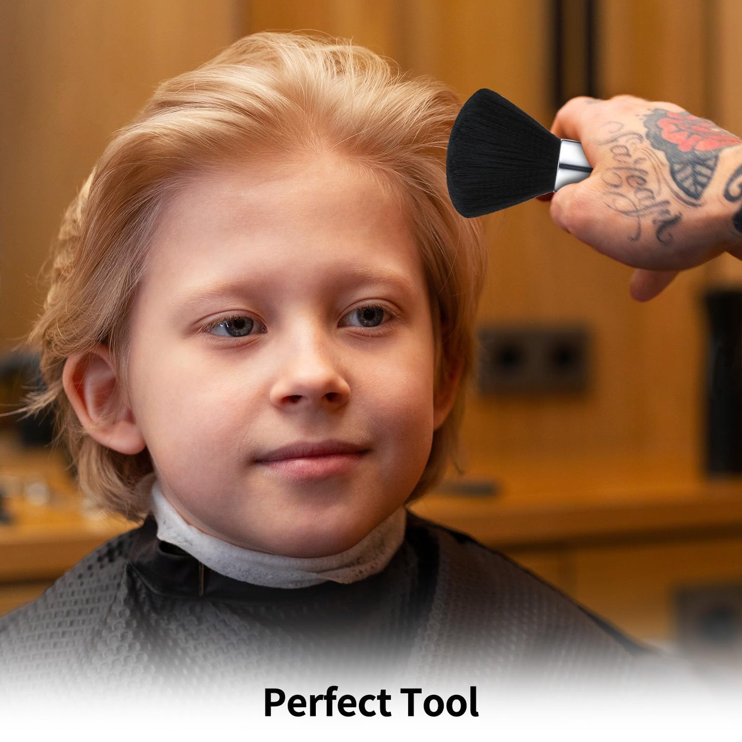 Barber Neck Duster Brush, Soft Barber Neck Duster Hair Cleaning Dusting Brush, Professional Barber Supplies to Remove Hair from Neckline and Ears After Haircut, Salon and Home Use