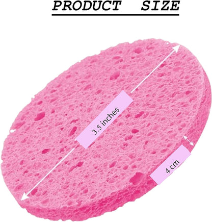 Prrofessional Salon-Spa-Clinic Natural Cellulose Facial Sponge Deep Face Cleansing Exfoliating Sponge-25 Pieces (Pink)
