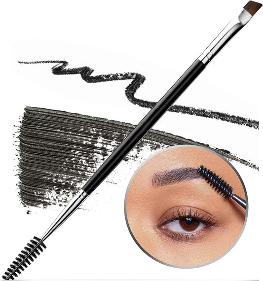 Eyebrow Spoolie Brushes, Dual-Ended Brow Comb, Black and Silver, 12 Pack