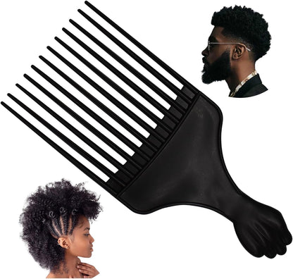 مشط احترافي باسنان متباعدة واسعة، اداة تصفيف شعر افريقية سوداء لتضفير الشعر Professional Hair Pick Comb with Wide-Spaced Teeth, Black Styling Tool Afro Braiding Rake Comb for Wig Natural African Thick Curly Long Short Hair