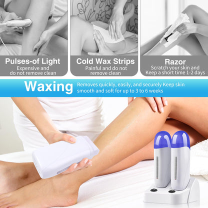 Electric Wax Heater Waxing Warmer Machine Double Depilatory Roll Wax Warmer for Hair Removal