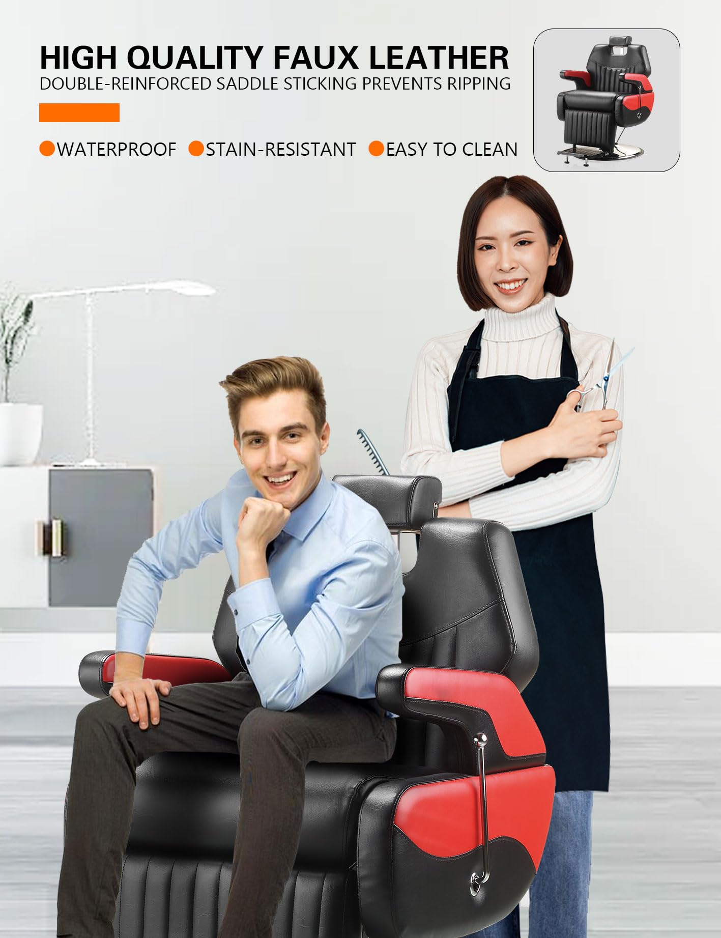 Professional Adjustable Reclining Barber Chair for Hairdressers - Heavy Duty Shampoo Beauty Salon Equipment