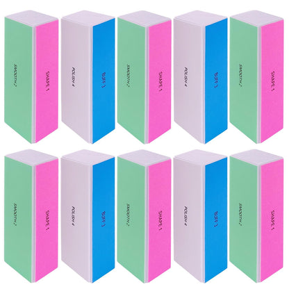 4 Way Nail Buffer Block, Nail Shine Buffers Blocks Files, for Natural and Acrylic Nails Smoother Buffing Block, Polisher Fingernail File Buffer 120/240/600/3000 Grit for Buffing Shinning(10 Pcs)