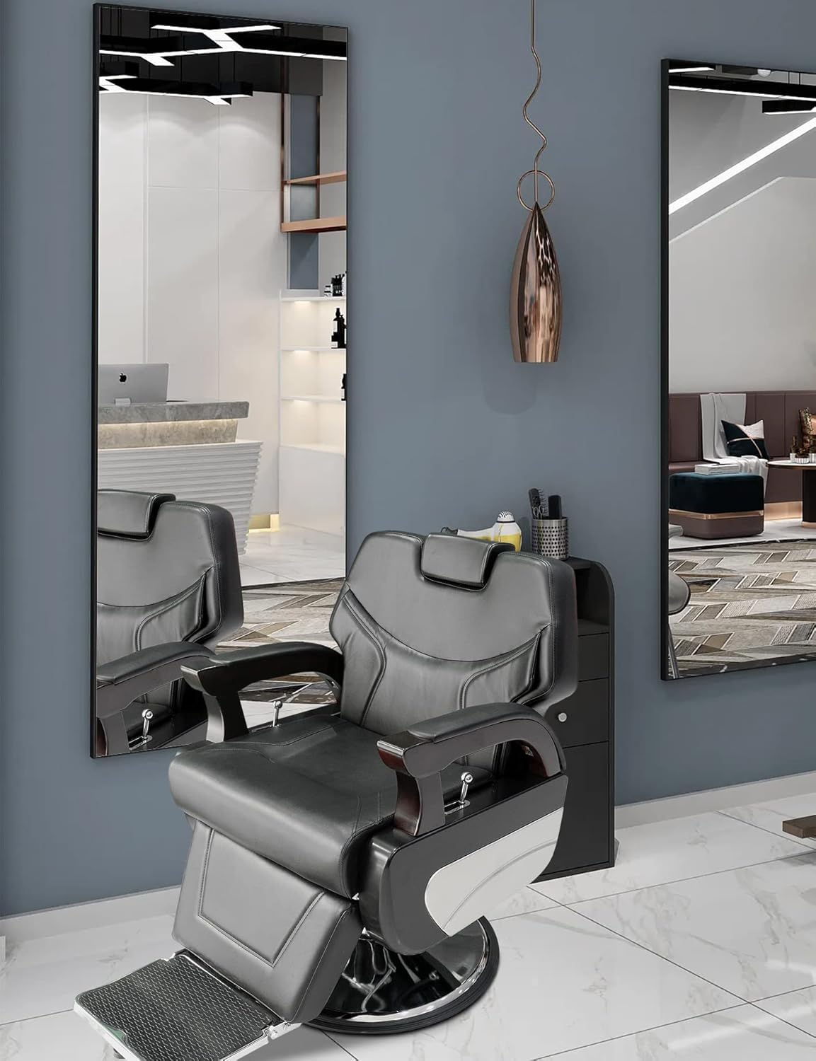 LA PERLA TECH Professional Heavy-Duty Recline Barber Chair -Salon Styling Chair for Barber shop