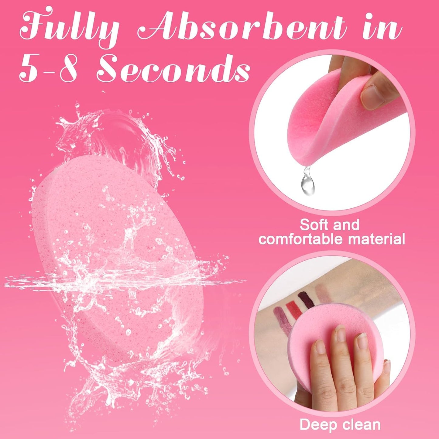 120 Pcs Facial Sponge, Pink, Spherical, Polymer, Gentle Exfoliating, Compress Face Cleansing Sponge Unisex