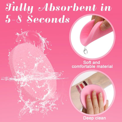 120 Pcs Facial Sponge, Pink, Spherical, Polymer, Gentle Exfoliating, Compress Face Cleansing Sponge Unisex
