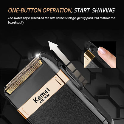KEMEI Men's Electric Razor Waterproof Reciprocating Razor Cordless Precision Beard Trimmer Twin Blade USB Rechargeable Grooming Razors,Shaving & Hair Removal Products (2024 Shaver)