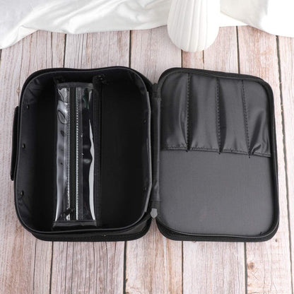 Premium Quality Travel Toiletry Bag for Women and Men, Water- Foldable Storage Bags with Divider and Handle for Cosmetics Toiletries Brushes Tools (Black)
