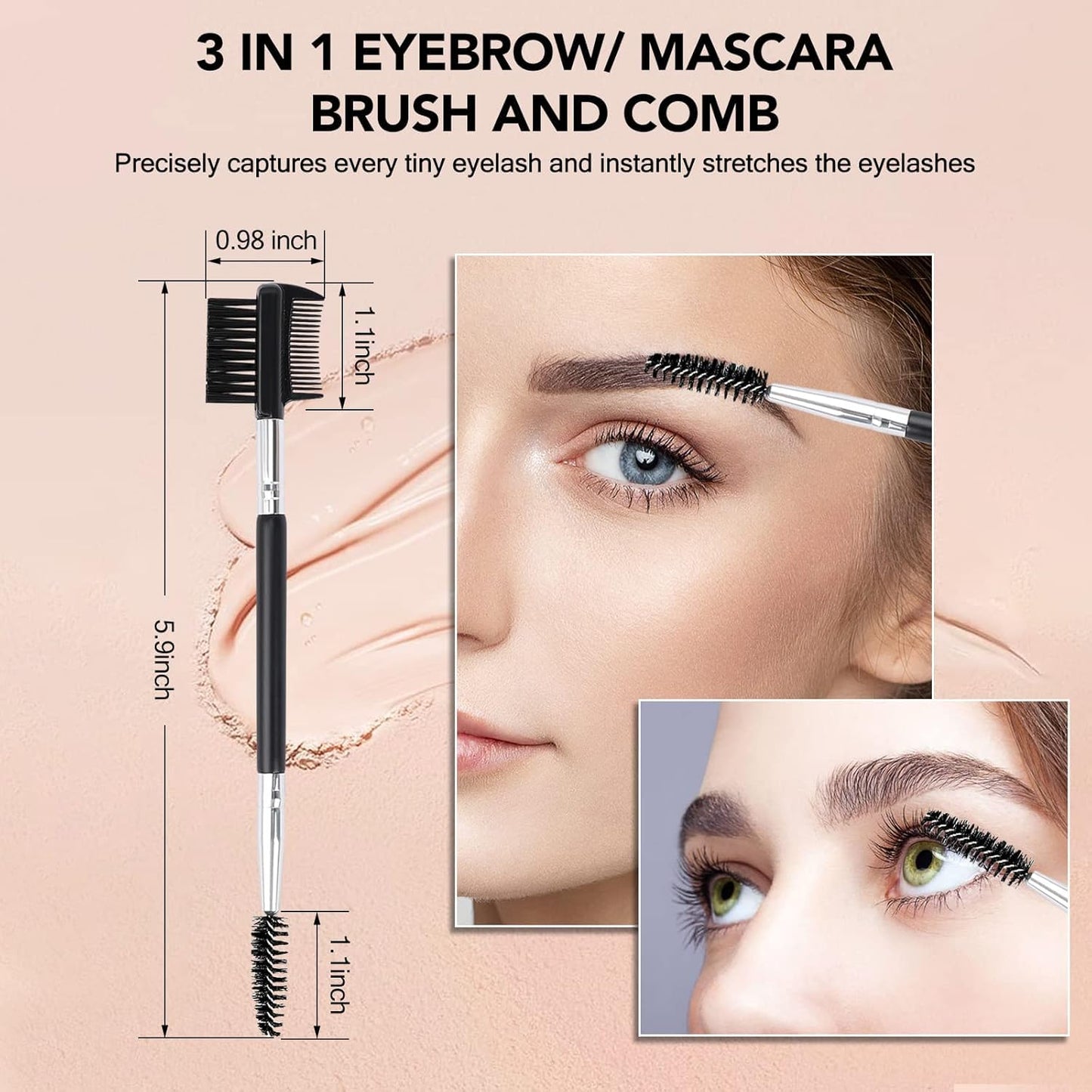 3pics Double Ended Makeup Eyebrow Brush
