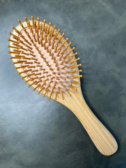 Oval Bamboo Hair Brush Hairbrush Durable and environment friendly-Gently detangles-cotton pouch