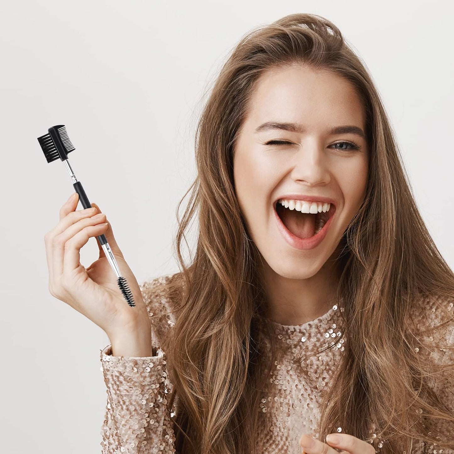 5 Pics Double Ended Makeup Eyebrow Brush