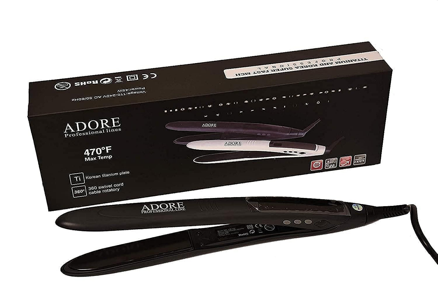 ProBeauty Uae Adore Professional Hair Straightener 470F Titanium Ceramic Hair Iron Koren Technology
