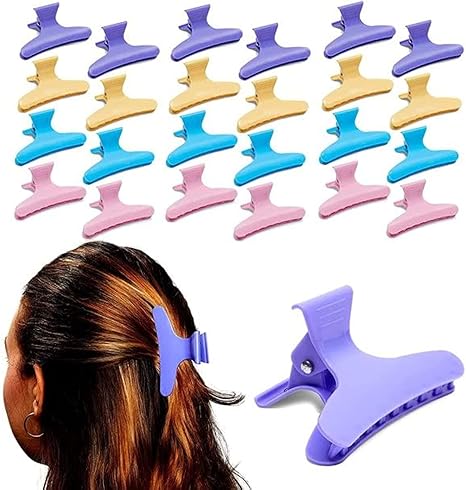 La Perla Tech Hair Clips Styling Sectioning Black White Butterfly Clamps Claws Pro Salon for Cutting, Styling, Sectioning, Coloring Hair Accessories for Women