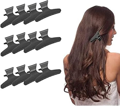 La Perla Tech Hair Clips Styling Sectioning Black White Butterfly Clamps Claws Pro Salon for Cutting, Styling, Sectioning, Coloring Hair Accessories for Women
