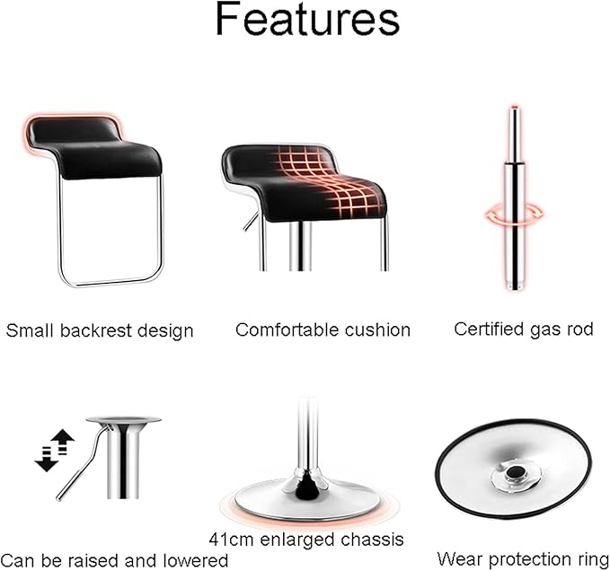 LA PERLA TECH Modern Design BarStools, Ergonomic Front Desk High Reception Stool, PU Leather Large Base, 360°Rotation, Adjustable Height