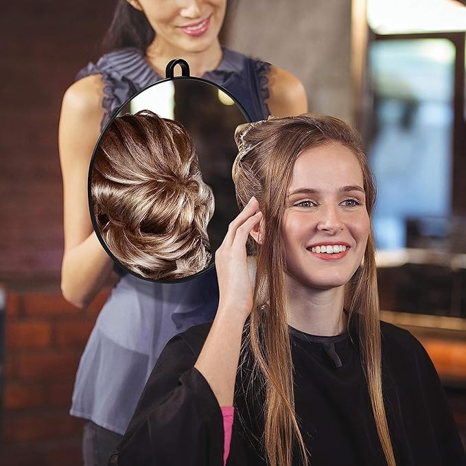 LA PERLA TECH Lightweight Handheld Round Hairdressing Mirror -Professional Use- Handle or Hang on the Wall for Barbers, Salons and Beauticians