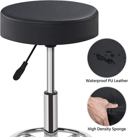 LA PERLA TECH Swivel Stool Chair Height Adjustable Rolling Stool Multi-Purpose Comfortable 8 CM SPONGE- Round Chair/Lab Office Stool, Black
