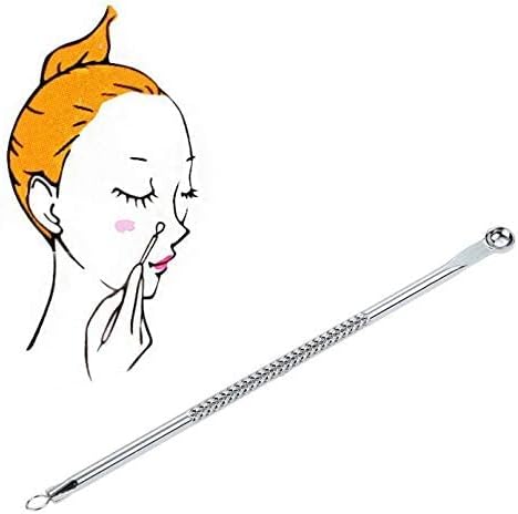 La Perla Tech Stainless Blackhead Comedone Facial Acne Cleaner Double Ends Stainless Steel Pimple & Blackhead Remover Acne Extractor Remover Tool Safety Tool