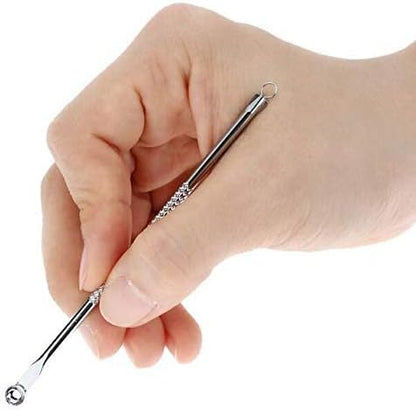 La Perla Tech Stainless Blackhead Comedone Facial Acne Cleaner Double Ends Stainless Steel Pimple & Blackhead Remover Acne Extractor Remover Tool Safety Tool