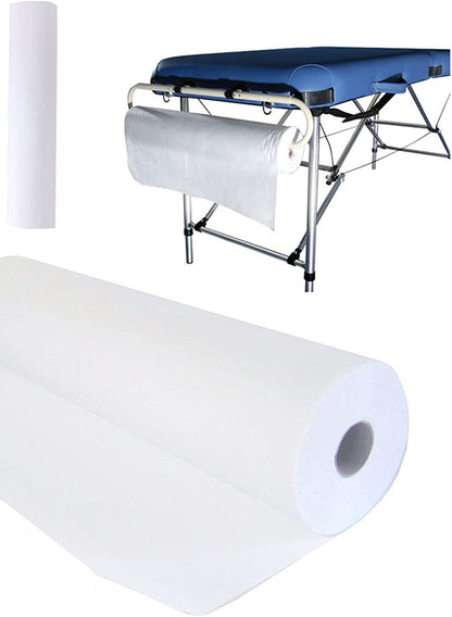 Disposable Massage Table Sheets – Non-Woven Fabric Spa Bed Cover, White, 50 Pieces per Roll