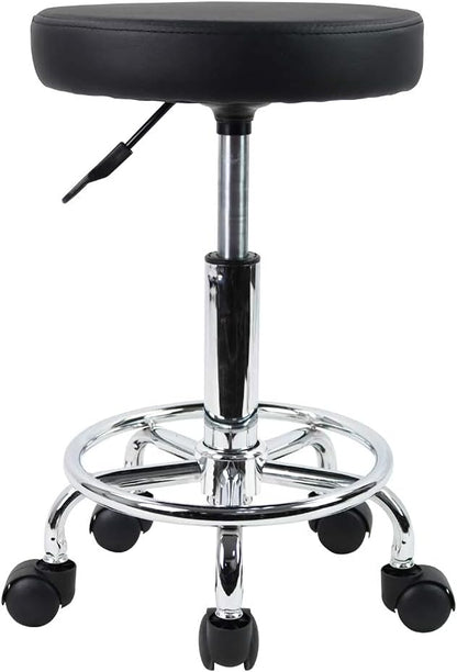 LA PERLA TECH Swivel Stool Chair Height Adjustable Rolling Stool Multi-Purpose Comfortable 8 CM SPONGE- Round Chair/Lab Office Stool, Black